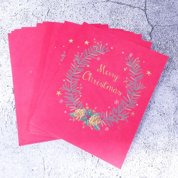 🎄 CHRISTMAS SALE! 🎄 10PC Papyrus Wreath Christmas Cards with Envelopes, Seals - Picture 6 of 15